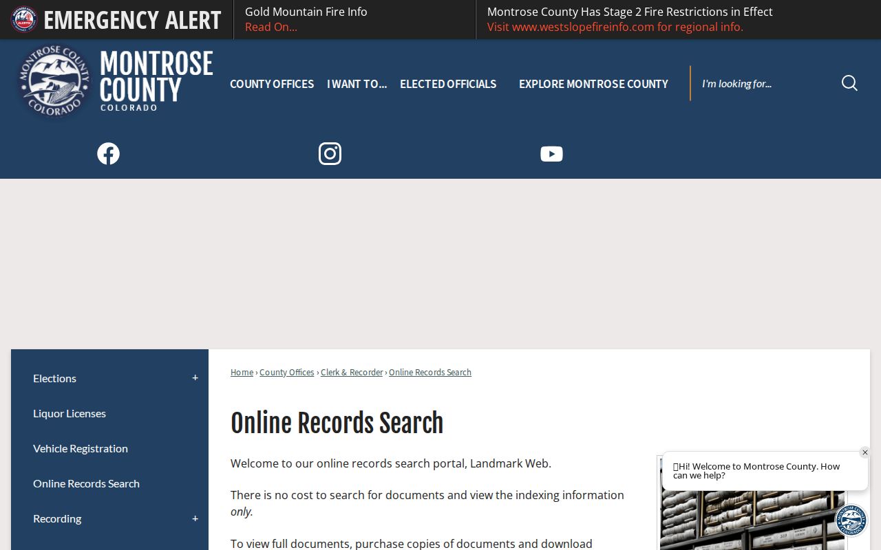 Montrose County Clerk of Court records and Landmark Web recording search instructions