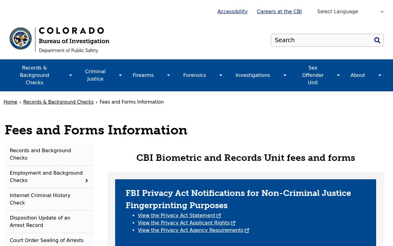 Montrose County criminal court records CBI records fees and forms information