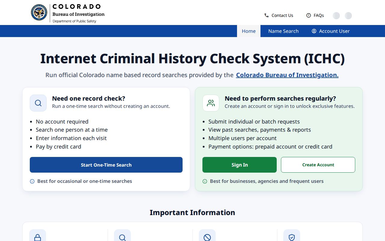 Montrose County criminal court records CBI Internet Criminal History Check portal