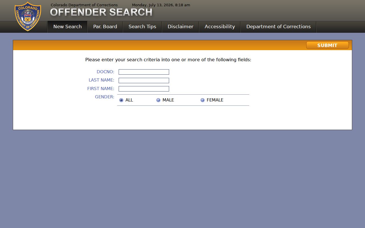 Montrose County warrant records Colorado Department of Corrections offender search